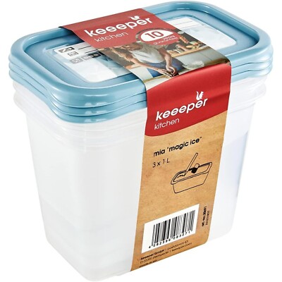 Lebensmittelbehälter Vorratsdosen Frischhaltedosen Gefrierdosen 3x1000 ml Blau