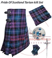 PRIDE OF SCOTLAND Tartan 8 Yard kilt - Men Traditional Scottish kilt Custom Size