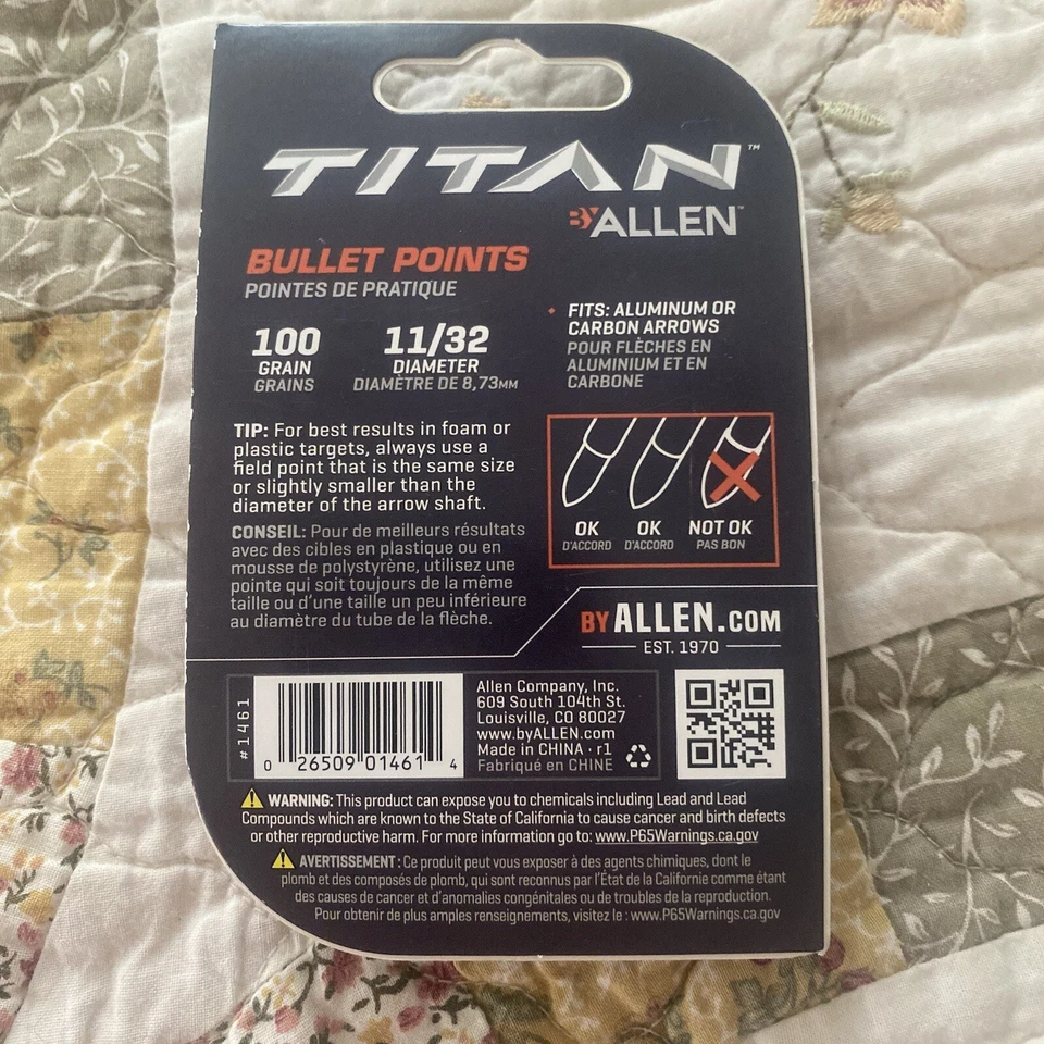 Titan Allen 射箭 全新 12 包 子弹点 1461 11/32 英寸 100 粒练习 — 第 2/2 张图片