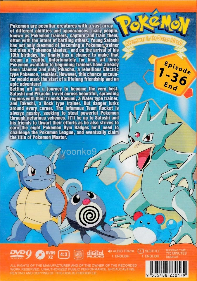 English Dub Pokemon Season 2 : Adventures In the Orange Island 1-36End DVD Anime Foto 2 de 3