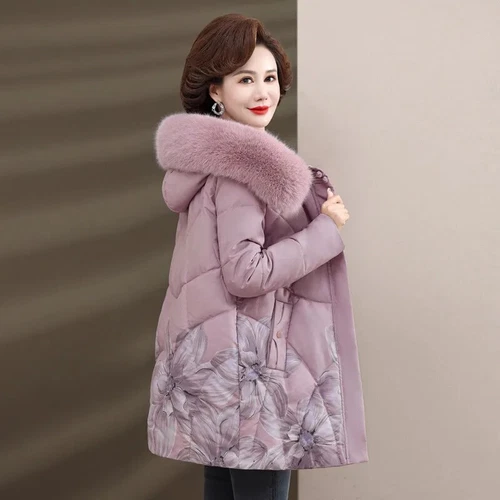 Women Winter Long Warm Parkas Coat Jacket Thicken Cotton Pad Hooded Middle Aged - Picture 4 of 21