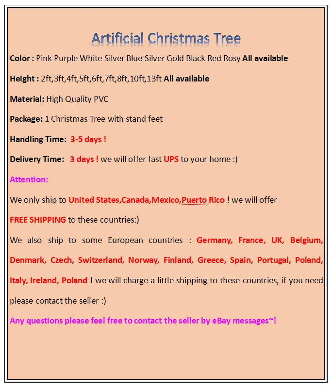 4ft 5ft 6ft 7ft Christmas Tree Undecorated Pink Purple Blue Gold Silver Black - Image 2 of 4