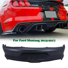 Rear Bumper Cover Fascia For 2015-2017 Ford Mustang,w/o License Plate Cut-out