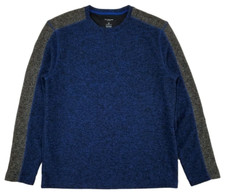Van Heusen Grecian Blue  Grey Flex Fleece Pullover Sweatshirt Large, NEW w/Tags