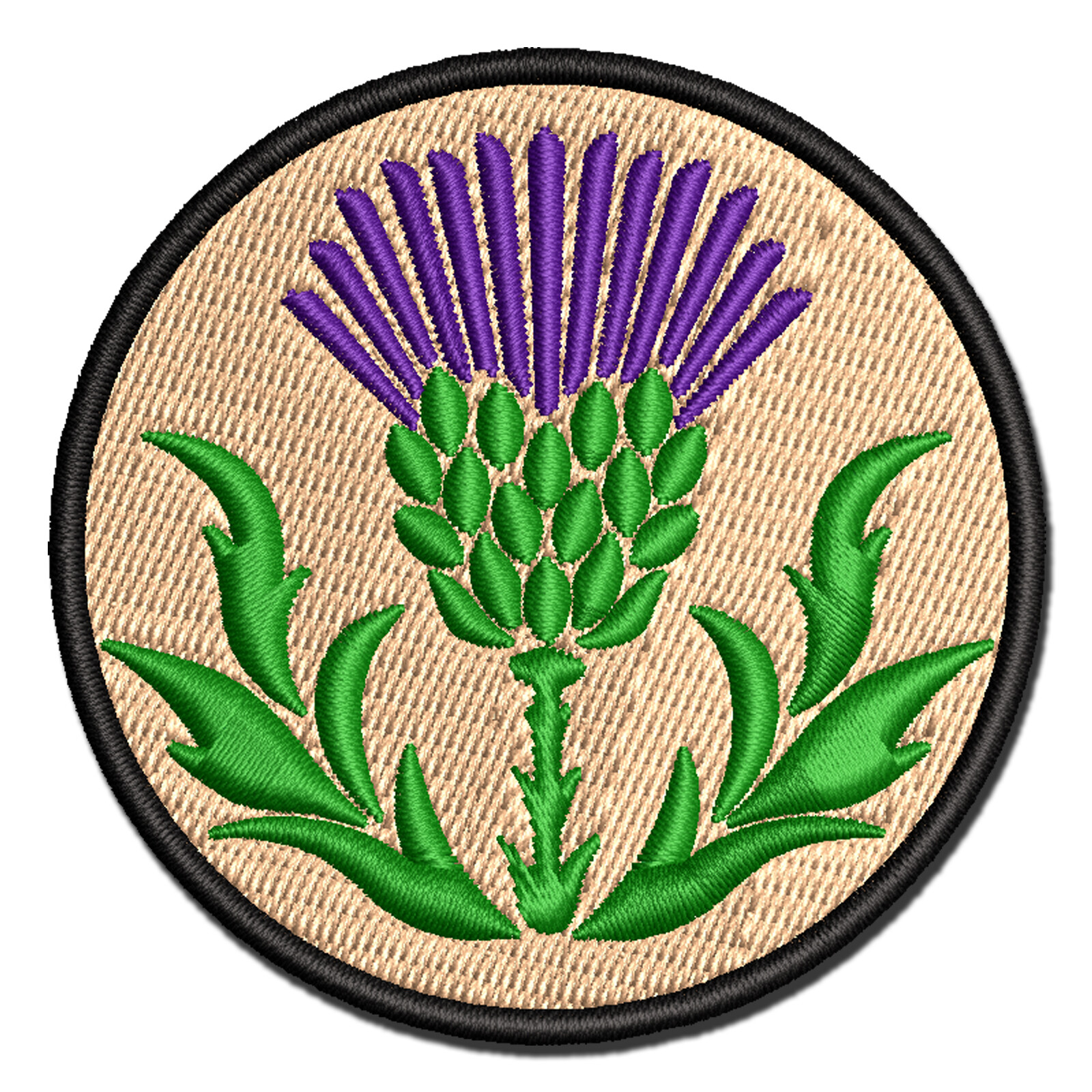 Scottish Thistle Multi-Color Embroidered Iron-On Patch Applique Design Detail