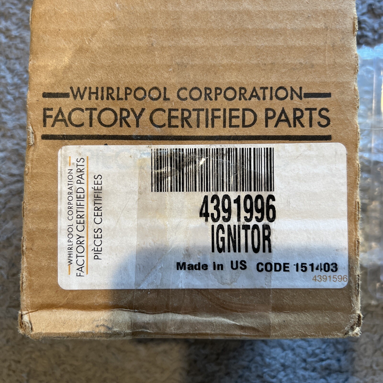 Whirlpool Corp. 4391996 Gas Dryer Ignitor eBay