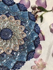 Persian Enamel (Minakari) On Copper Wall Hanging Plate Eslimi Detailed Design