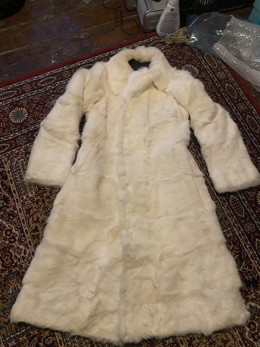 vintage rabbit real fur coat vintage White | eBay UK