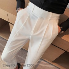 Men Gurkha Naples Straight High Waisted Suit Pants Business Casual Suit Trousers