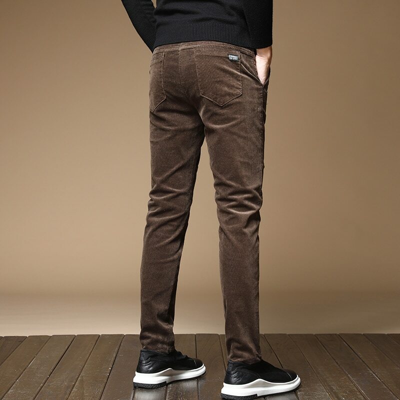 Men Thick Casual Winter Fleece Warm Corduroy Pants Business