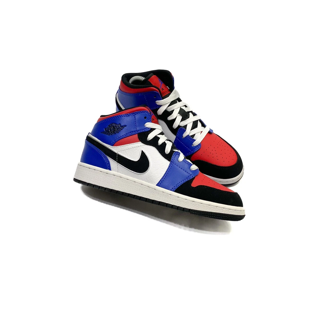 Nike Air Jordan 1 Mid GS Top 3 554725-124 Red Blue Black White 2019 Size 5y