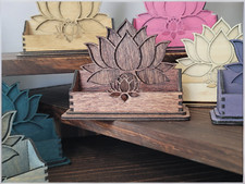 Lotus Flower Wood Business Card Holders, Multiple Color Options