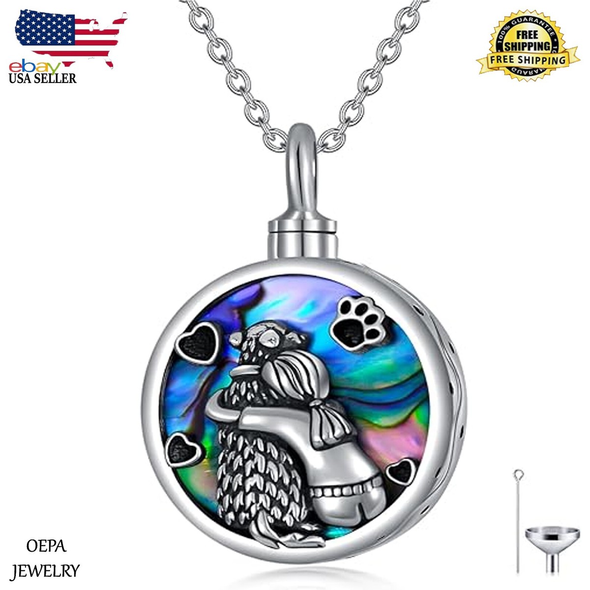 Pet Memorial Necklace Dog Ashes Jewelry Dog Urn Necklace 925