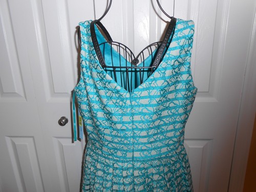 NWT~$169.00~ANTONIO MELANI~MABEL~ATLANTIS/SAFARI~TEAL~LINED~LACE~DRESS Size 8 - Picture 9 of 13