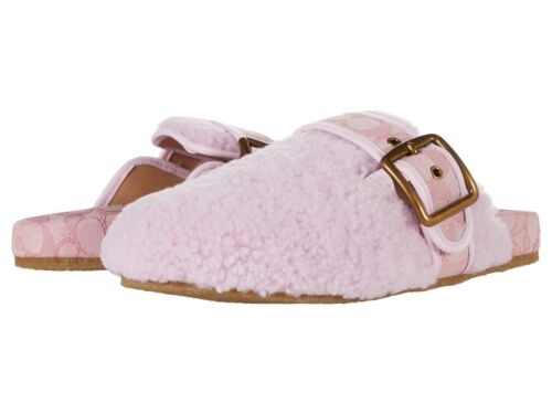 Women's COACH Womens Shearling Clog Lamb Fur Slip On Clogs Pink 8 Medium NEW NIB