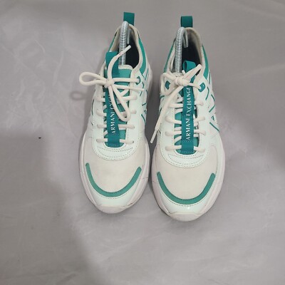 Armani Exchange Shoes Size 8 White Teal Green Leather