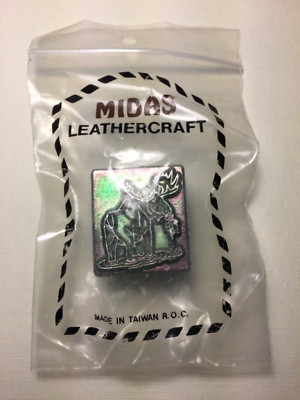 Vintage Midas LeatherCraft 3D Stamp Moose Standing in Water Eating #8288