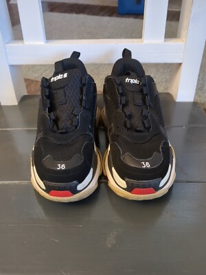 Balenciaga Triple S Black Red White Sneakers US Mens Italy 36
