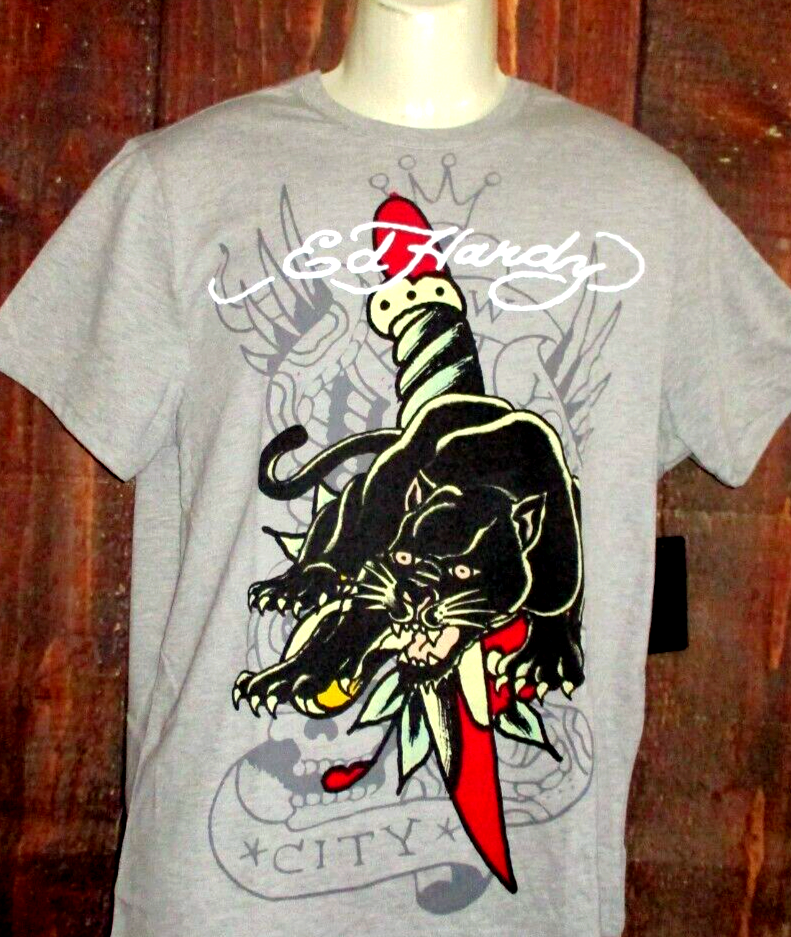 Ed Hardy PANTHER HEAD Tシャツ MENS ED HARDY PANTHER HEATHER GRAY T-SHIRT SIZE XL | eBay