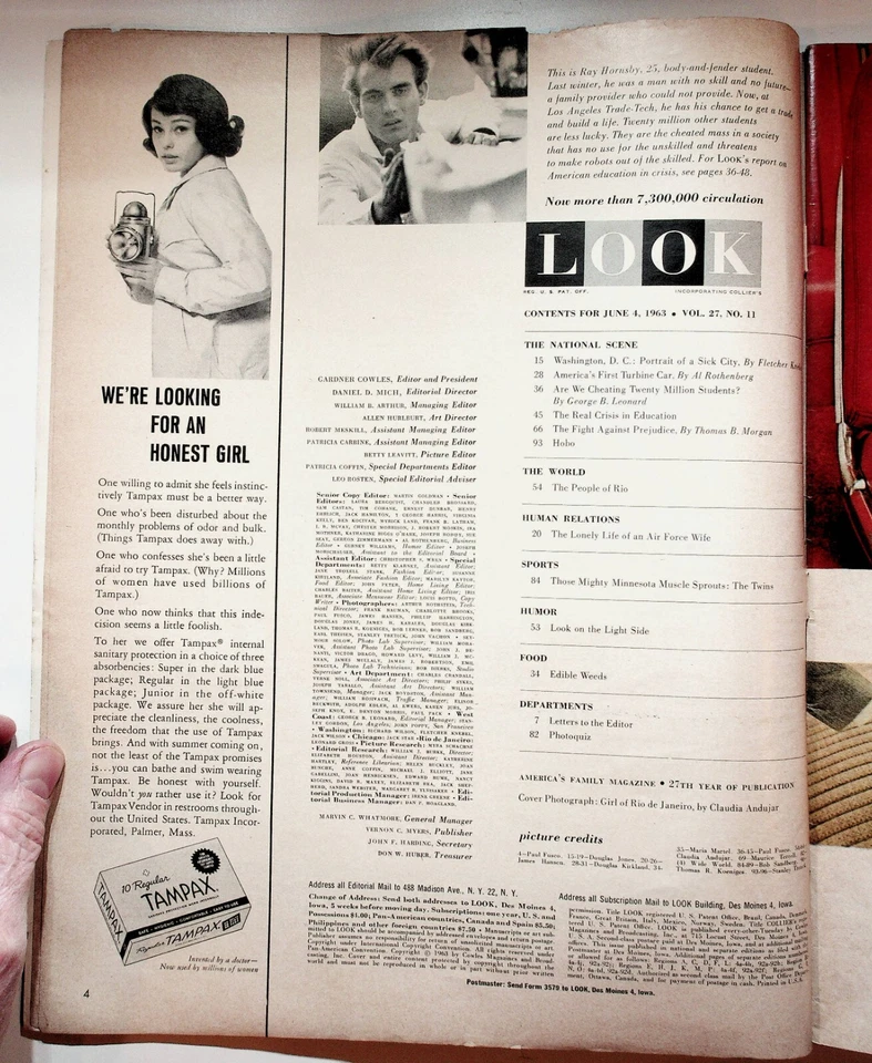 1963 June 4 Look Magazine Rio De Janeiro Minnesota Twins Baseball Air Force Wife - Image 2 of 2