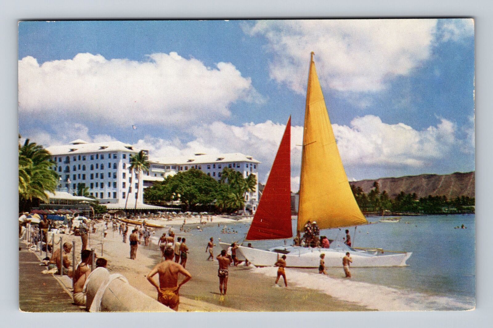 Waikiki HI-Hawaii, Catamaran, Vintage Postcard