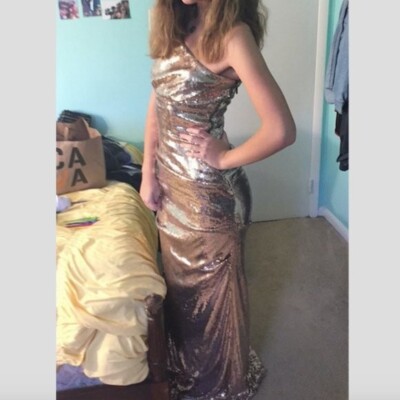 nicole miller gold sequin dress Women "Nicole Miller" gold sequin dress. Size 2P ( Please note it does have wear