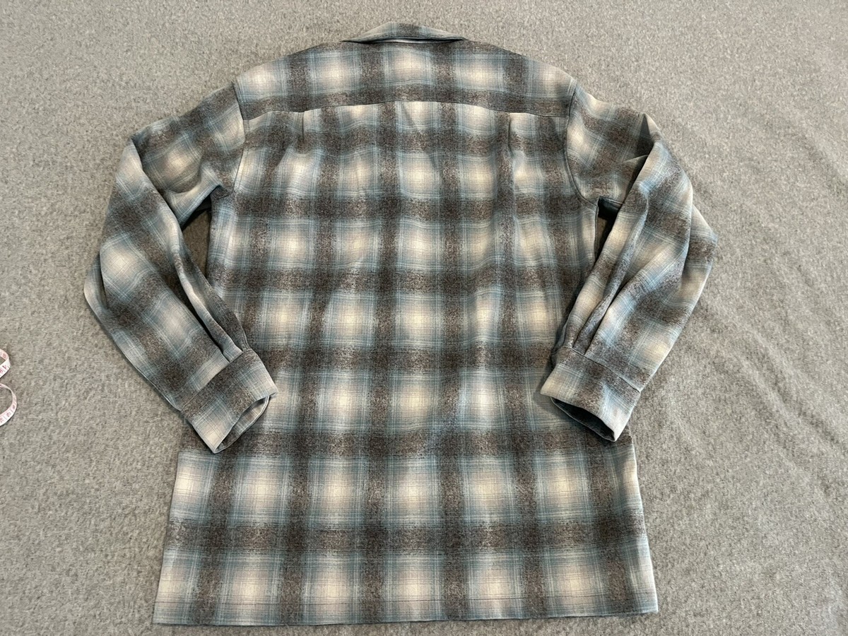 トップス 80's Pendleton wool board shirts Pendleton Long Sleeve Board Shirt Wool Plaid Blue Gray 1980