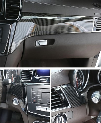 3×Carbon Fiber ABS Central Console Dashboard Panel Trim For Benz GLE GLS 2013-19 - Picture 11 of 12