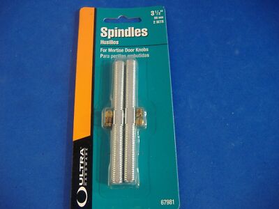 LOT OF TWO 3 1/2'' THREADED SPINDLES WITH HANDLE SET SCREWS MORTISE DOOR KNOBS
