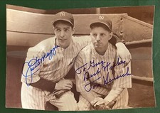 JOE DIMAGGIO AND TOMMY HENRICH SIGNED 6x8 PHOTO WITH LOA FROM TOMMY HENRICH JSA 