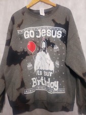 Go Jesus It's Your Birthday Ugly Christmas Sweater Funny Sweatshirt Size XL