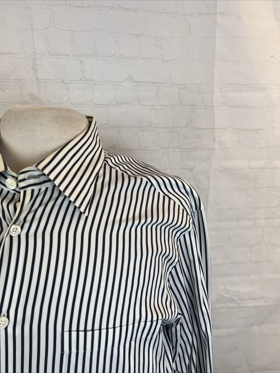 Ermenegildo Zegna Men's White & Black Striped Dress Shirt Ermenegildo Zegna Men's White & Black Striped Dress Shirt