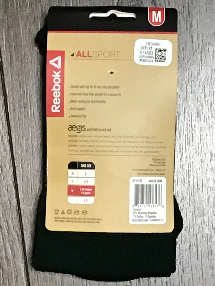 Calcetines Reebok All Sport Talla M 5-10 Mujer 4-8 Juvenil Verde Absorbente de Humedad NUEVO Foto 4 de 4
