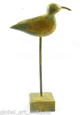 鳥形 置物  インド Indian Old Vintage Decor Handmade Painted Unique Wooden Bird