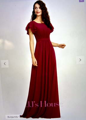 JJ's House A-line Scoop Floor-Length Bridesmaid Dress w/ Ruffle SIZE 0 BURGUNDY | eBay JJ's House A-line Scoop Floor-Length Bridesmaid Dress w/ Ruffle SIZE 0 BURGUNDY | eBay