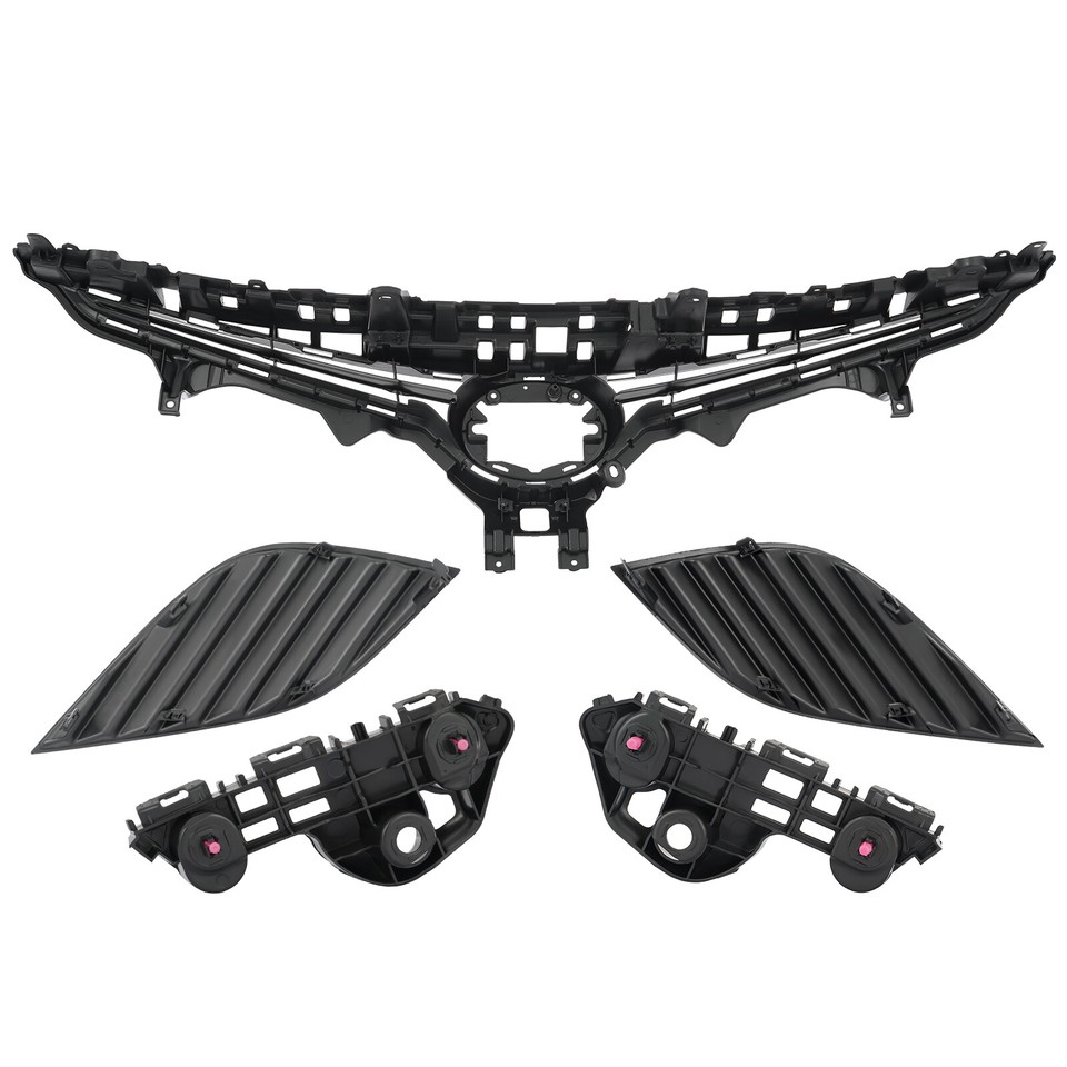 Front Bumper Grille Mesh & Trim Kit For 2018-2020 Toyota Camry SE - 11-Piece Black Set 4 thumbnail image