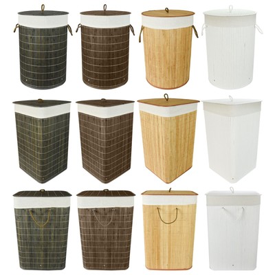 Bamboo Laundry Hamper Basket Storage Bin Dirty Clothes Washing Bag Organiser Ebay