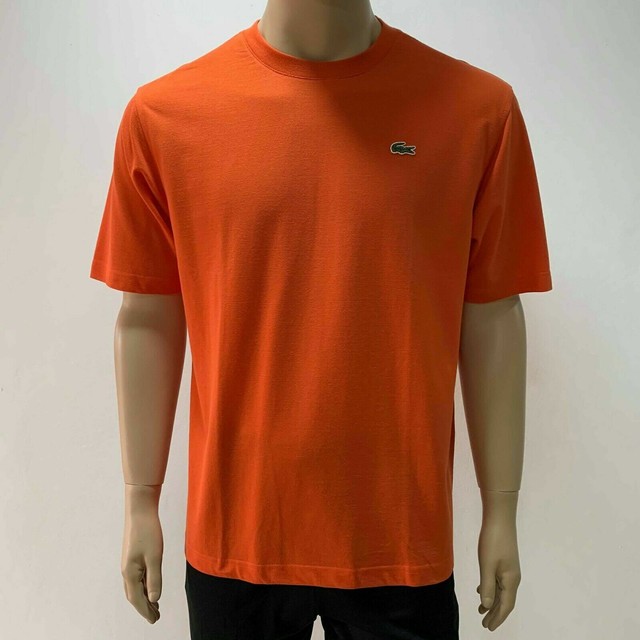 Lacoste Mens Sport Cotton Knit Textured Waffle T Shirt Orange Medium Fr 4 | eBay