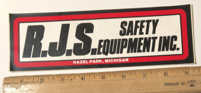 Vintage RJS Safety Equipment Inc Decal Sticker Racing Driver Suits Hazel Park MI