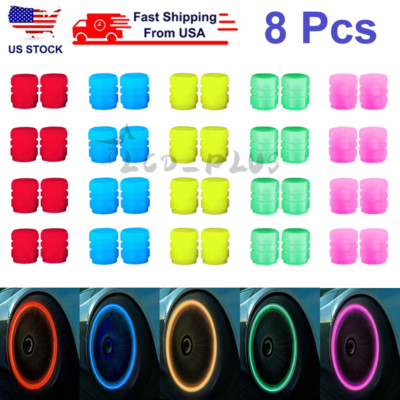 8PCS Fluorescent Car Tire Valve Cap Luminous Bike Tire Valve Stem Caps Universal