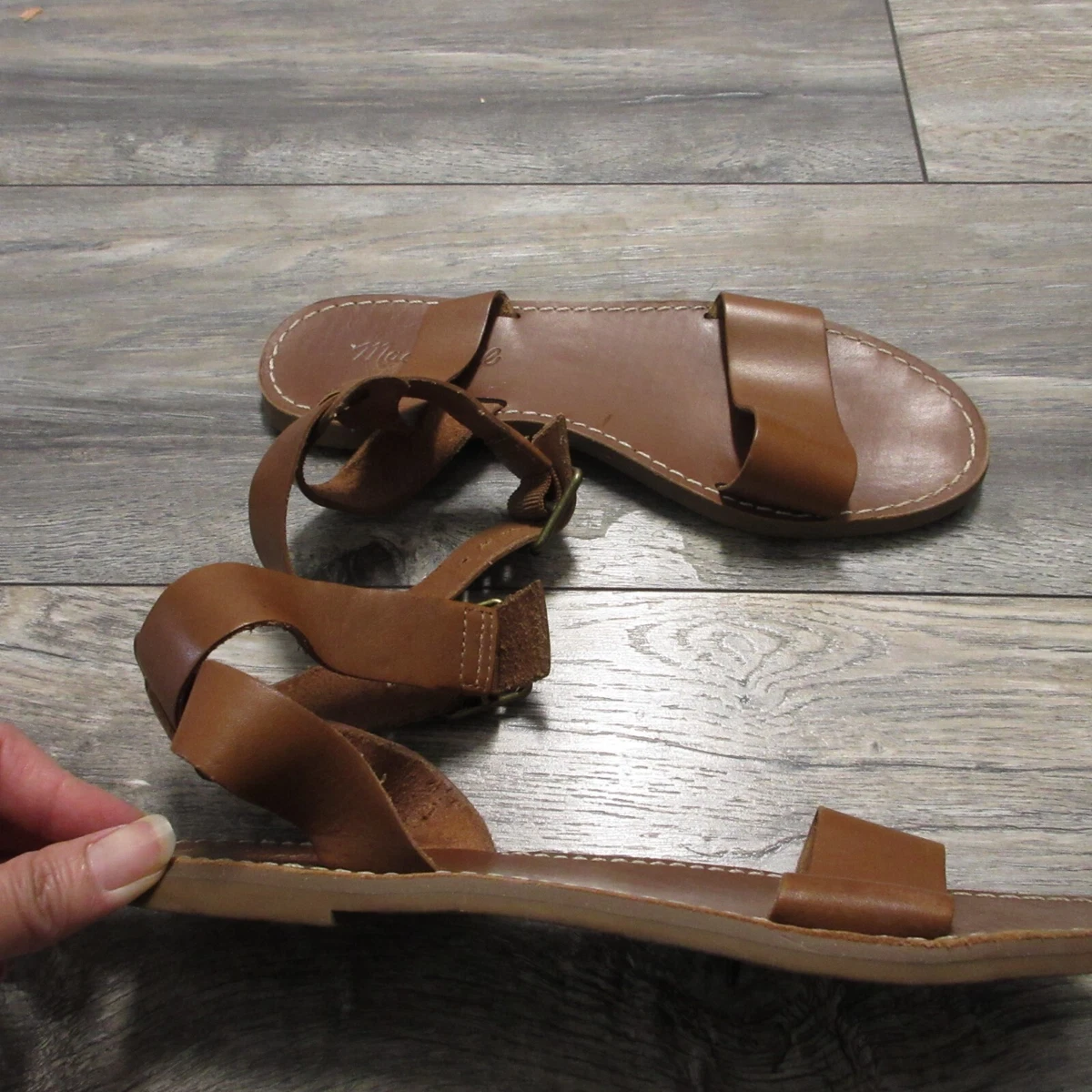 Madewell Sandals Women 6.5 Leather Brown Boardwalk Ankle Strap Made in Brazil