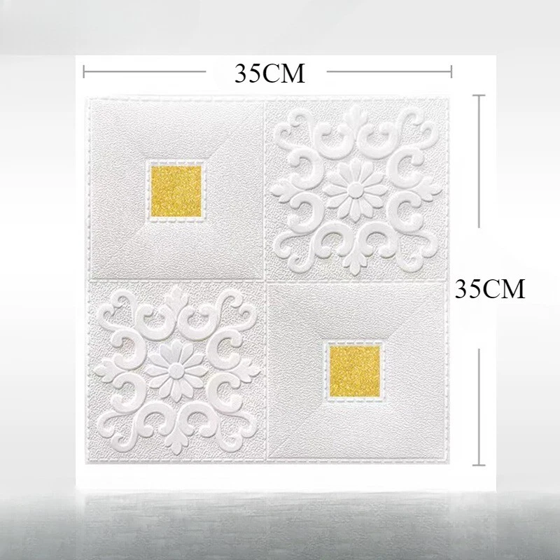 10pc Waterproof 3D Foam Wall Stickers Ceiling Background Wallpaper Decor 35*35cm - Image 2 of 4