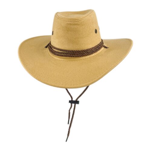 Cappello da cowboy vintage in pelle scamosciata stile britannico cappello da rancher western unisex - Foto 26 di 57