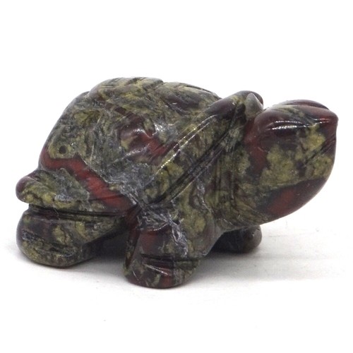 1.5" Turtle Natural Gemstone Dragon Blood Stone Carved Animail Tortoise Figurine