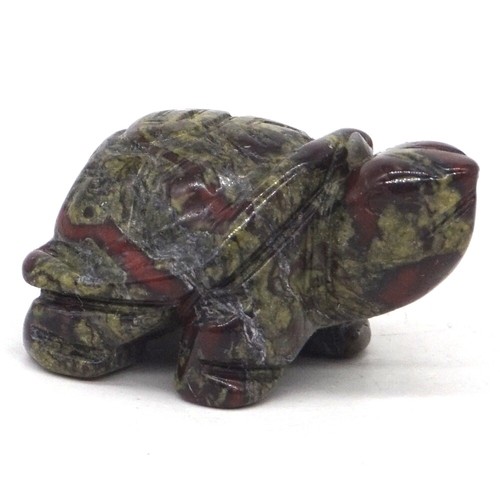 1.5" Turtle Natural Gemstone Dragon Blood Stone Carved Animail Tortoise Figurine - Picture 1 of 6