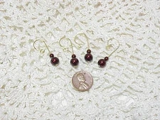 COFFEE BRONZE PEARLS CROCHET / KNITTING STITCH MARKERS set of 4