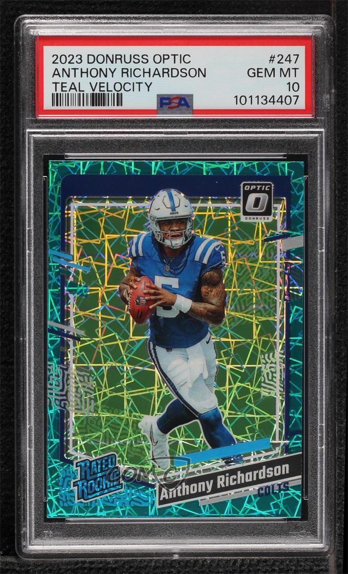 2023 Donruss Optic Teal Velocity Prizm Anthony Richardson #247 PSA 10 GEM MT v9t