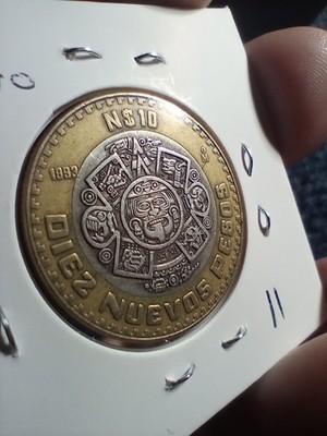 1992 Mexico Bimetallic .925 Sterling Silver Center N$10 Diez Nuevos Pesos 