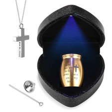 Mini Urns for Human Ashes Heart Case 2.5in with Necklace Funnel - Sympathy