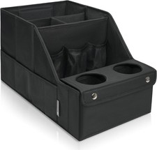 Car Backseat Organizer with 11 Compartments 2 Cup Holders, Black Made from